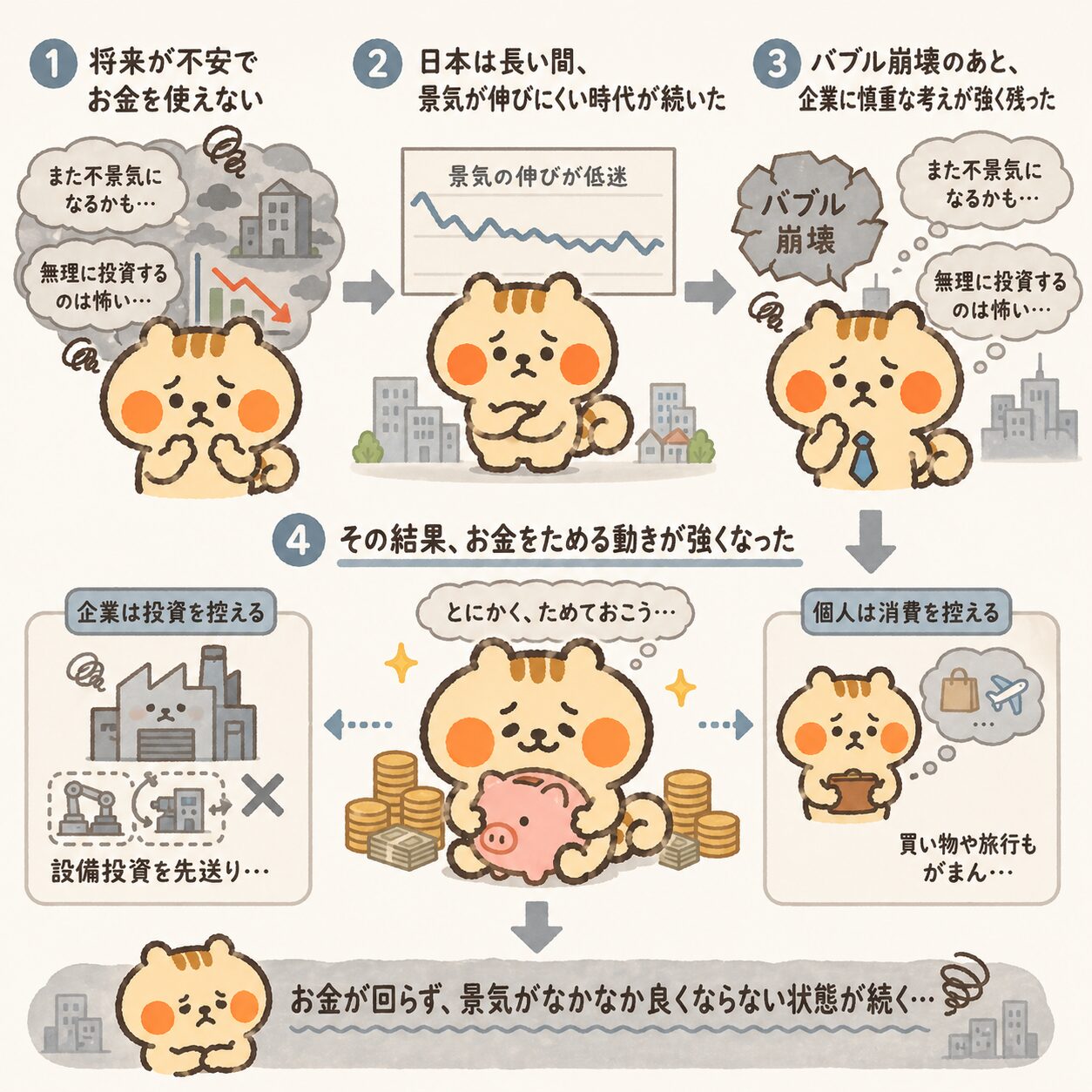 バブル崩壊後に日本人がお金を貯め込むようになった理由