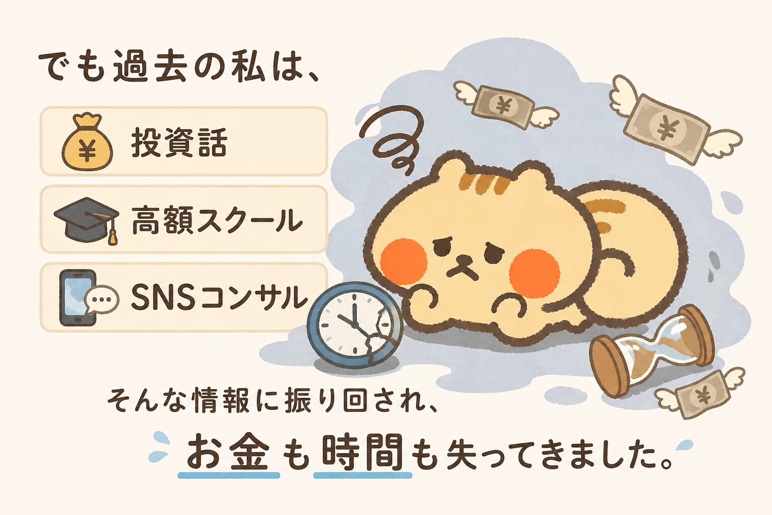 でも過去の私は…お金も時間も失ってきました