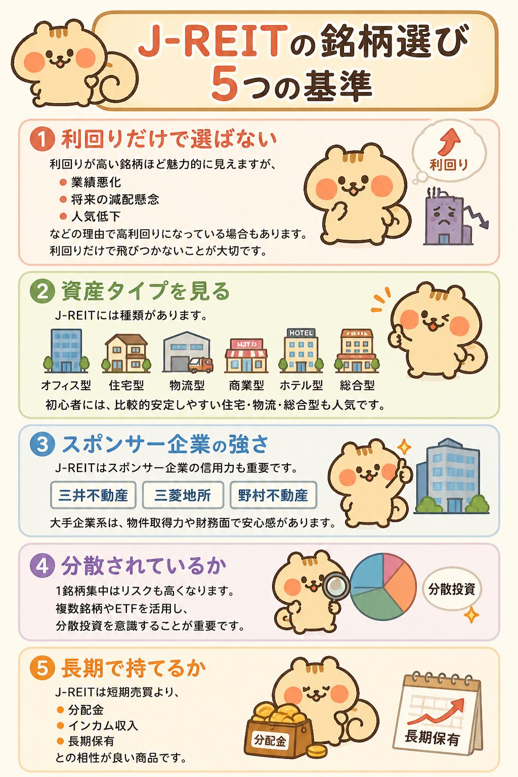 J-REIT銘柄選びの5つの基準