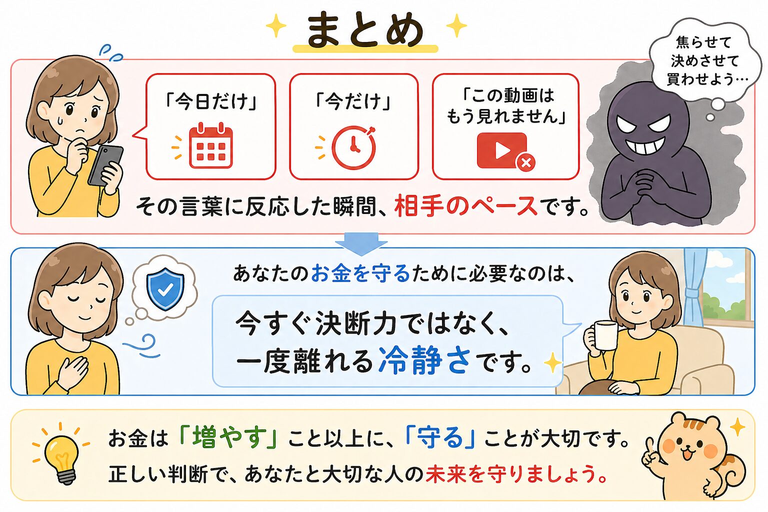 まとめ：急かされたら立ち止まる