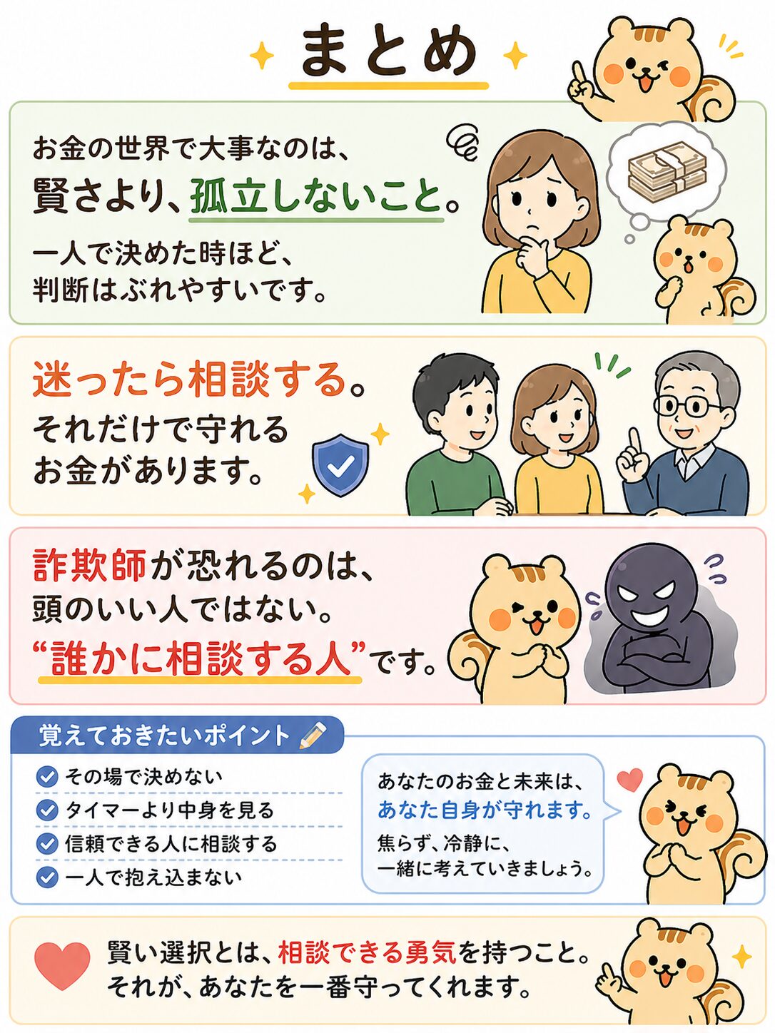 まとめ：誰かに相談するが最大の防衛策