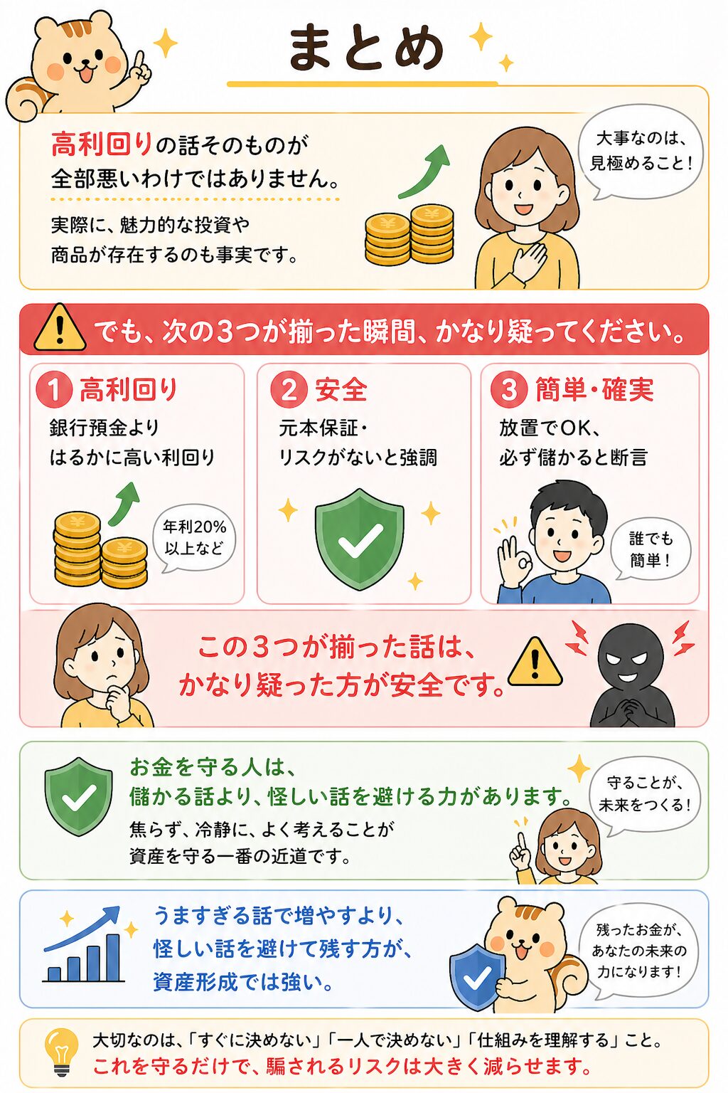 まとめ：利回りが高すぎる話は疑う