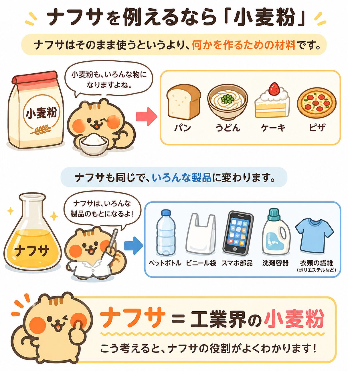 ナフサを例えるなら小麦粉　ナフサ＝工業界の小麦粉