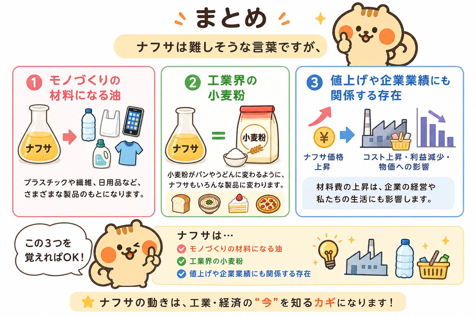 まとめ：ナフサは難しそうな言葉ですがこの3つを覚えればOK